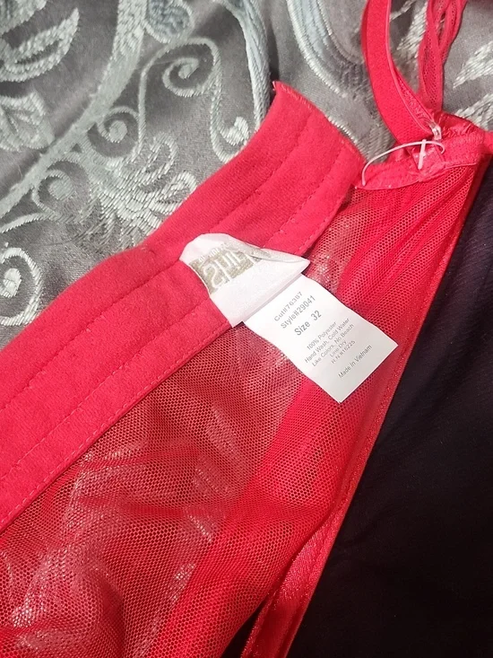 Shirley Of Hollywood Red Satin Corset With Lace And Sequin Accents Size 32 - Picture 3 of 7